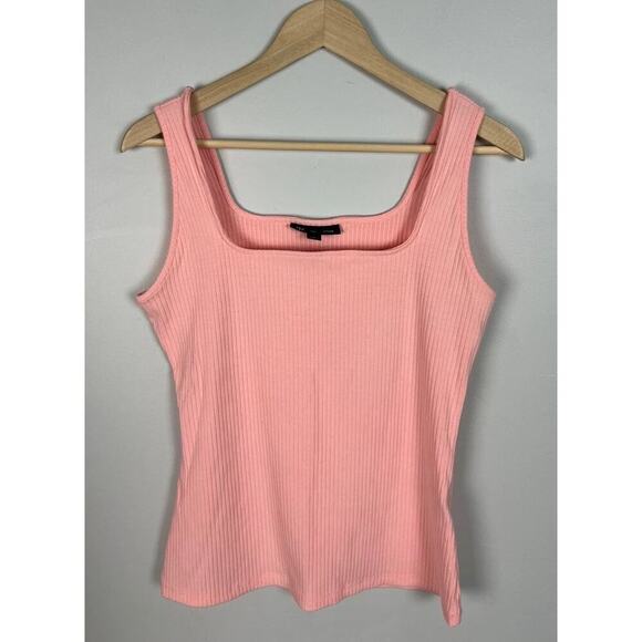 INC International Concepts Ribbed Pink Tank Top Size Large Square Neck Women’s - Picture 1 of 3